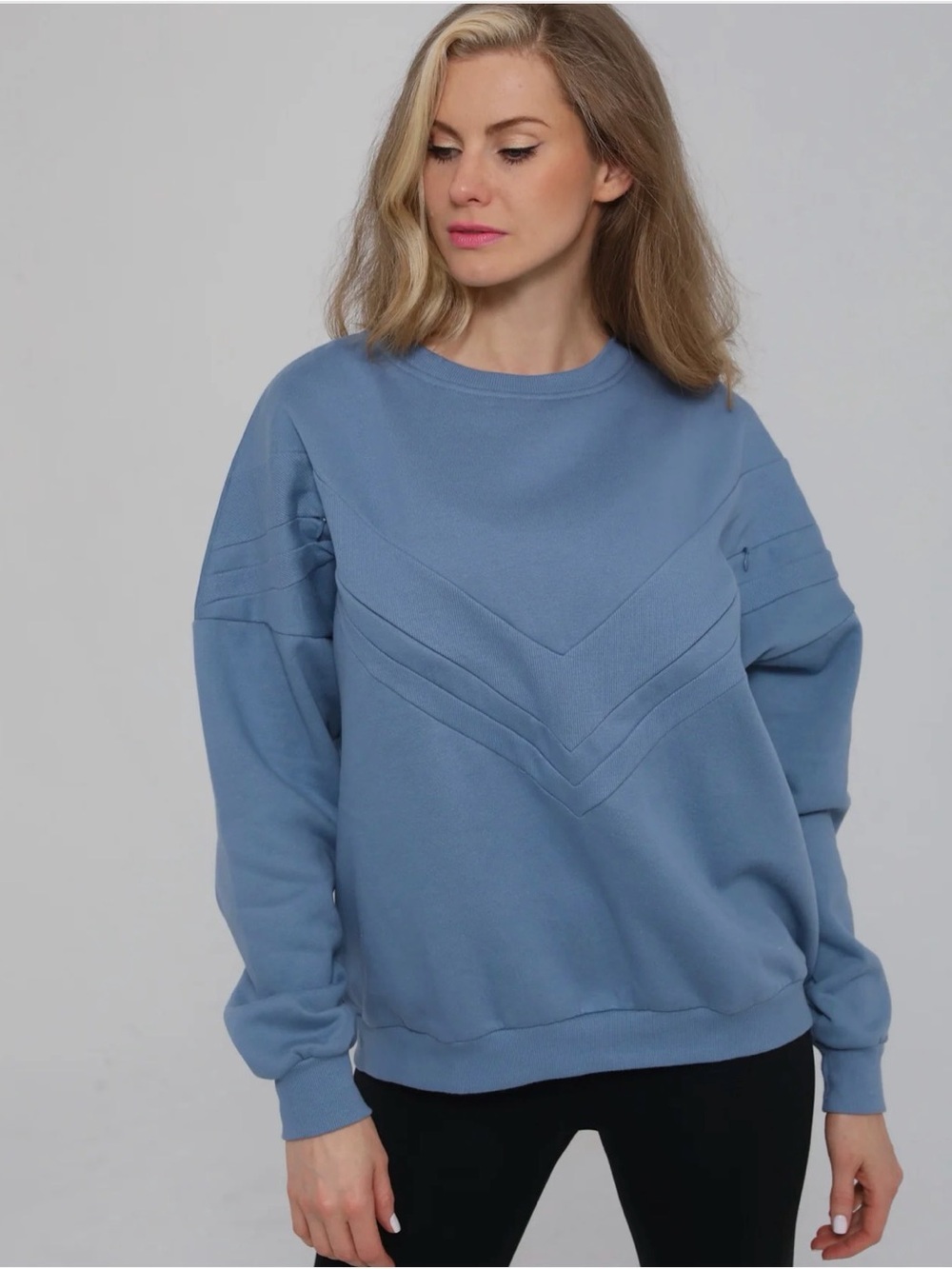 NWT Sweat & Milk Isabella Dusty Blue Oversized Nursing Sweatshirt Size S/M